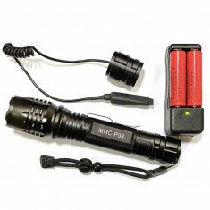 Lanterna LED 5W Tactica Arma Zoom 220V Acumulatori 2x18650 MMCP08 foto