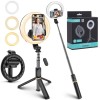 Selfie Stick Stabil cu Lampa Circulara, 80cm - Techsuit (Q07) - Black