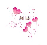Cumpara ieftin Sticker decorativ, flori roz in forma de inima cu 2 rame foto, 185 cm, 1261ST, desene animate si benzi desenate, Oem