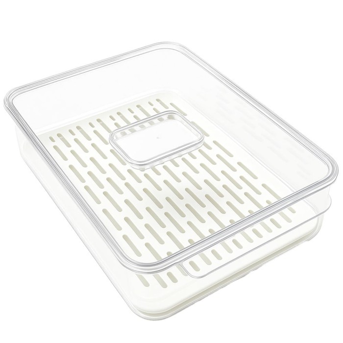 Cutie alimentară Pufo Deerbox cu sită detașabilă și capac cu aerisire, pentru fructe, legume sau m&acirc;ncare, 32 x 21 x 10 cm