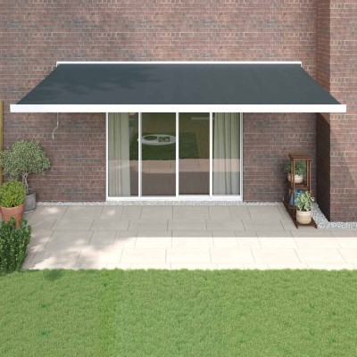 Copertină retractabilă, antracit, 5x3 m, textil și aluminiu foto