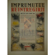 AFIS ORIGINAL, IMPRUMUL REINTREGIRII ROMANIEI , grafica executata de Pictorita Lili Pancu, 1941