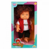 Papusa Curly, Dollz n More, Imbracata cu tricou cu craniu, 35 cm