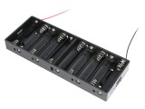 Suport de Baterii AA R6 cu 10 Cabluri Negru