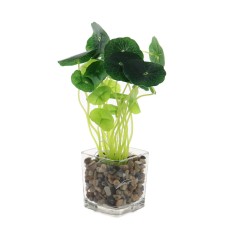 Planta artificiala FM803, vas de sticla, plastic, verde, 25 cm