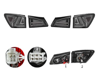 Stop spate lampa Lexus Is (Xe2), 11.2005-03.2009, spate, Stanga+Dreapta, semnalizare dinamica; LED; alb, rama cromata, fumuriu; tuning; fara omologar foto