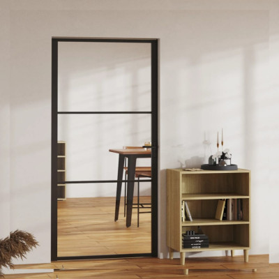 vidaXL Ușă de interior, negru, 102,5x201,5 cm, sticlă ESG și aluminiu foto