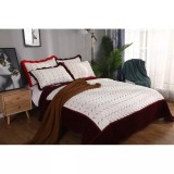 Cumpara ieftin Set Cuvertura Pat Catifea cu Blanita,Grena-LIM62