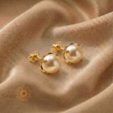 Cercei Perla Regala , Cercei Tip Tija cu Perla placati 18K Brazilia, SaraTremo