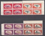 ROMANIA 1953 LP 347 AVIATIA SPORTIVA BLOCURI DE 4 TIMBRE MNH