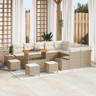 vidaXL Set de canapele pentru grădină 13 pcs Bej Rattan poli foto