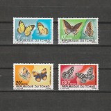 Fluturi Sc. 139-142 (Scott) Ciad 1967, Centrafrica, Fauna, Nestampilat