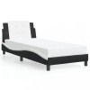 Cadru de pat fara saltea Zadar negru si alb 90x190 cm piele artificiala