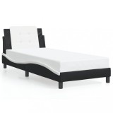 Cumpara ieftin Cadru de pat fara saltea Zadar negru si alb 90x190 cm piele artificiala