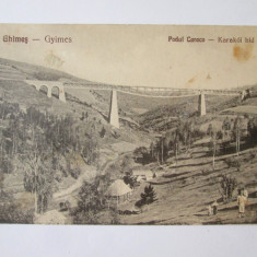 Rara! Carte pos.necir.Ghimes/Bacau:Podul Caraco,fosta granita cu Austro-Ungaria