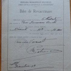 Primaria municipiului Bucuresti , Certificat de revaccinare , 1931