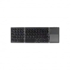 Tastatura pliabila ultra-subtire, wireless si compatibila cu Android, iOS, Smart TV, cu touchpad, Negru foto