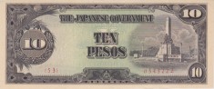 Bancnota Filipine 10 Pesos (1943) - P111 UNC ( ocupatia japoneza - vezi descriere )