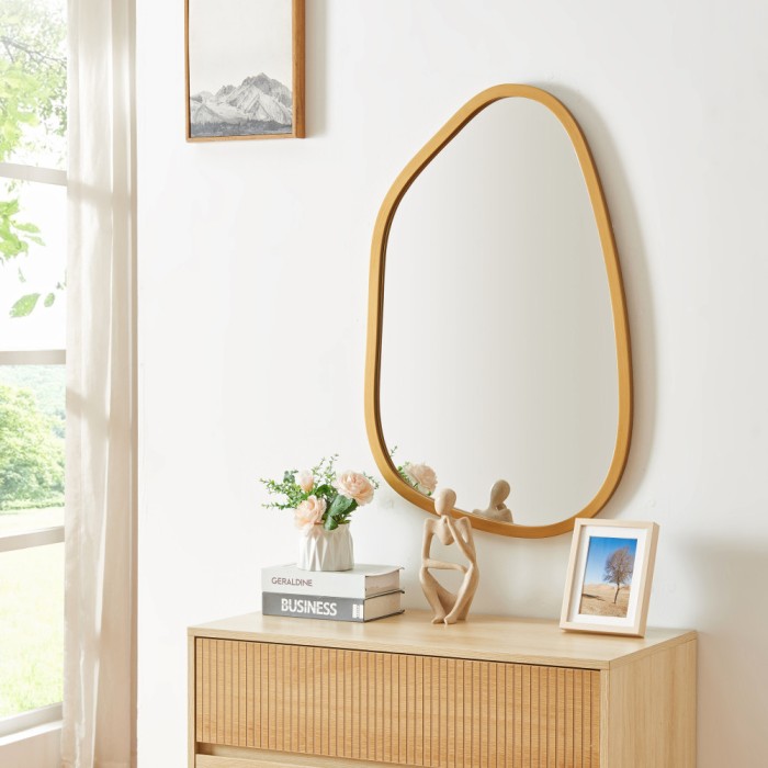 Oglinda de perete, en.casa, Filiano, 80 x 58 cm, MDF, auriu, asimetrica HausGarden Leisure