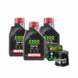 Kit schimb ulei moto Motul 5100 10w40 x 3 si Hiflo HF204