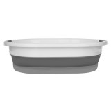 Galeata Pliabila 24L, Silicon/Plastic, 53.5x38x24 cm, Alb/Gri, Maner Antiderapant, Compacta, Economie Spatiu