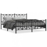 VidaXL Cadru pat metalic cu tăblii de cap/picioare, negru, 183x213 cm 376151