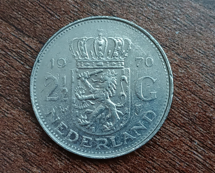 M3 C50 - Moneda foarte veche - Olanda ante euro - 2 1/2 gulden - 1970