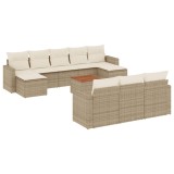 Cumpara ieftin Set canapele de gradina cu perne, 11 piese, bej, poliratan
