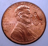 F.185 USA SUA 1 LINCOLN CENT 2016 D XF/AUNC MASONIC MASON MASONERIE CONTRAMARCA, America de Nord