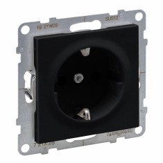 Priza schuko simpla 2P+T borne surub Legrand Suno negru 721425