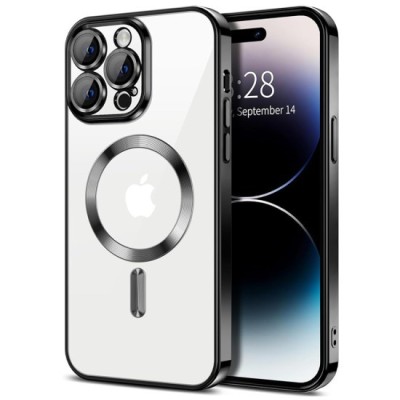 Husa pentru iPhone 14 Pro - Techsuit Luxury Crystal MagSafe - Black foto