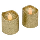 Lum&acirc;nări LED Crăciun, Set 2 Bucăți, Bază Glitter, Lumină Albă Caldă, 3.5x4cm, Oem