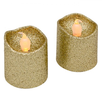 Lum&amp;acirc;nări LED Crăciun, Set 2 Bucăți, Bază Glitter, Lumină Albă Caldă, 3.5x4cm foto