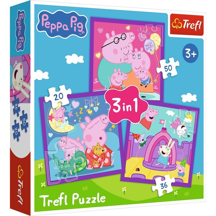 Puzzle trefl 3in1 obiceiurile lui peppa pig