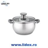 Oala Oliver Voltz OV51210N26, 26cm, 7.7 l, Inductie, Manere silicon, Inox / gri