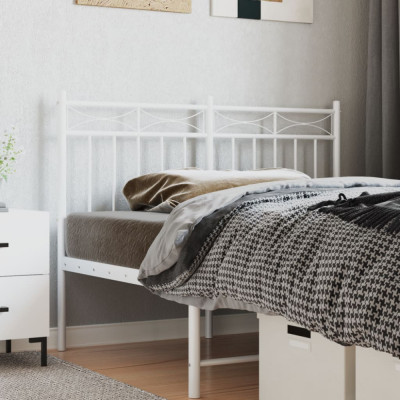 vidaXL Tăblie de pat metalică, alb, 120 cm foto