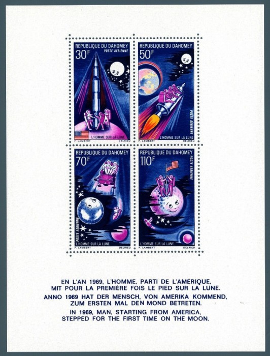 DAHOMEY, FIRST MAN ON THE MOON - BLOC MNH
