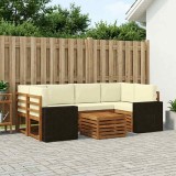 vidaXL Set de canapele de exterior cu pernă 7 pcs Natural și Crem 3384091