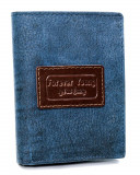 Bel portofel bărbătesc din piele naturală frumos colorată, Bleu