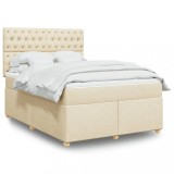 VidaXL Pat continental cu saltea, crem, 140x200 cm, material textil 3291315