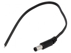 Cablu DC 5,5/2,5 mufă drept negru 0,2m 2x0,5mm2