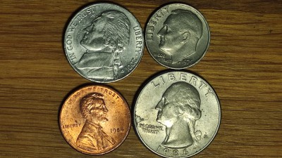 SUA / USA -set de colectie 4 monede diferite 4 presedinti- 1 cent 5 10 25 cents foto