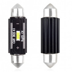 Set becuri auto cu LED CANBUS sofit compatibil C5W 1 SMD 41mm Alb 12/24V,