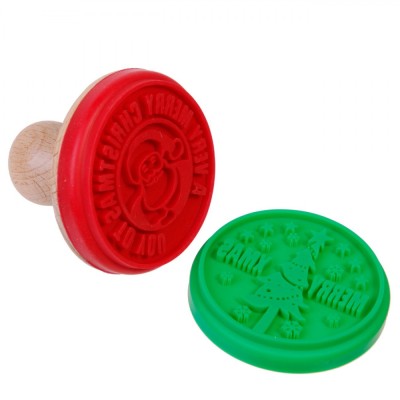 Set Stampile Fursecuri, 2 Modele, Silicon si Lemn, Diametru 6cm, 2 Bucati foto