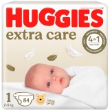 Scutece Huggies Extra Care 1, Mega, 2-5 kg, 84 buc