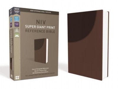 NIV, Super Giant Print Reference Bible, Imitation Leather, Brown, Red Letter Edition foto