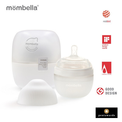 Biberon anticolici mombella breast-like, 120ml, tetina s flux lent, 100% silicon, ivory foto