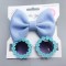 Set bentita si ochelari de soare - Blue Daisy (Marime Disponibila: 6-12 luni