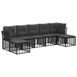 vidaXL Set de canapele de exterior cu pernă 4 pcs Negru Poliester 3437529