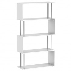 HOMCOM Bibliotecă Modernă cu 4 Rafturi, pentru Living sau Birou, 80x30x145 cm, Alb | Aosom Romania